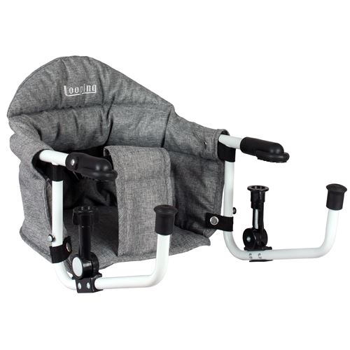 Looping Siège de Table Bébé Pliable Fixation Sécurisée Gris Chiné