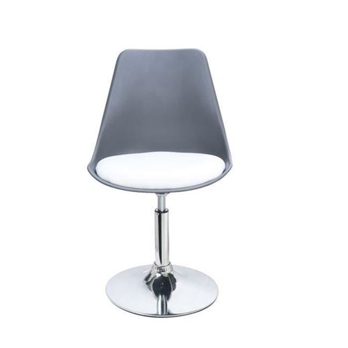 Poppy Chaise De Salle A Manger Pivotante - Simili Gris Et Blanc - Contemporain - L 48,5 X P 53 Cm