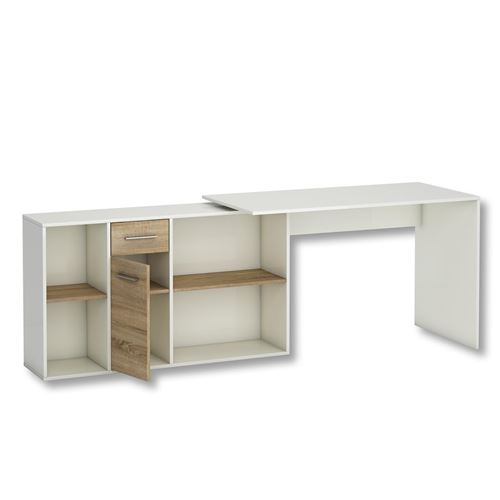 Bureau D Angle Carmen Table Avec Meuble De Rangement Integre Et