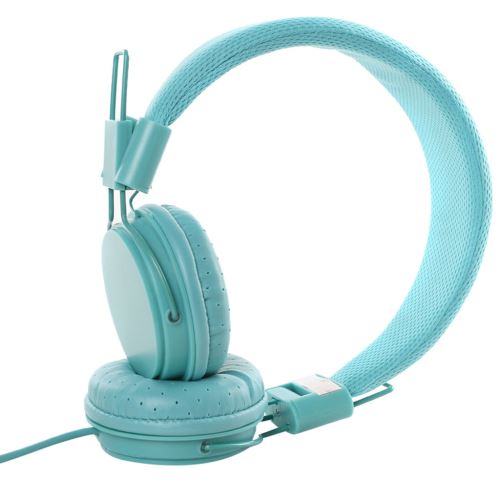 Casque DJ Bass avec microphone 3,5 mm filaire sur l'oreille écouteurs stéréo pliable Bleu