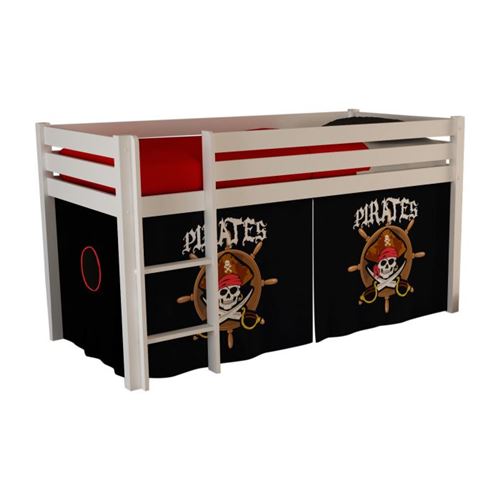 Paris Prix - Lit Enfant pino Pirates Ii 90x200cm Blanc