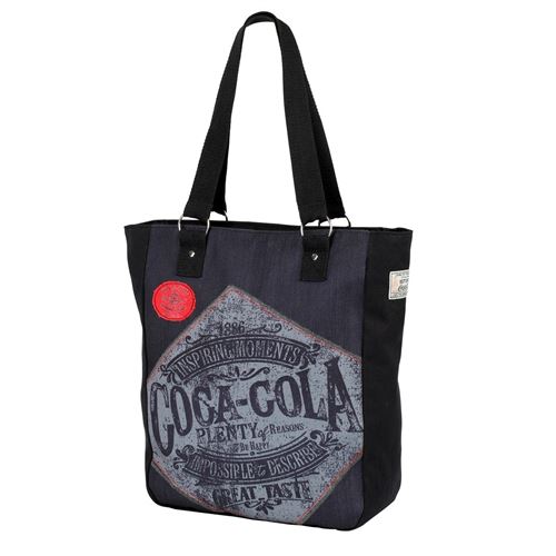 Viquel Sac cabas fourre tout Coca Cola logo vintage - Licence Officielle Noir