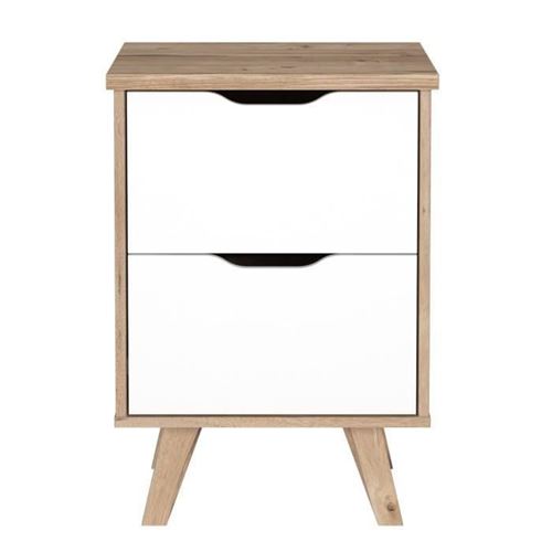 FINLANDEK Chevet VANKKA scandinave décor chene et blanc mat + pieds en bois massif - L 45 cm