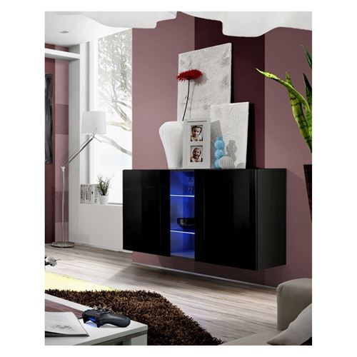 Paris Prix - Buffet 3 Portes Mural fly Ii 120cm Noir