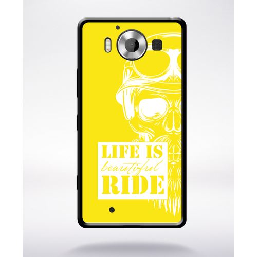 Coque Life Is Beautiful Ride Fond Jaune Compatible Nokia Lumia 950 Bord Noir Silicone
