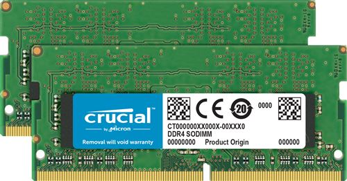 Crucial CT2K16G4S266M (DDR4, 2666 MT/s, PC4-21300, CL19, Dual Rank x8, SODIMM, 260-Broches) Mémoire pour Mac 32Go Kit (16Go x2) Vert