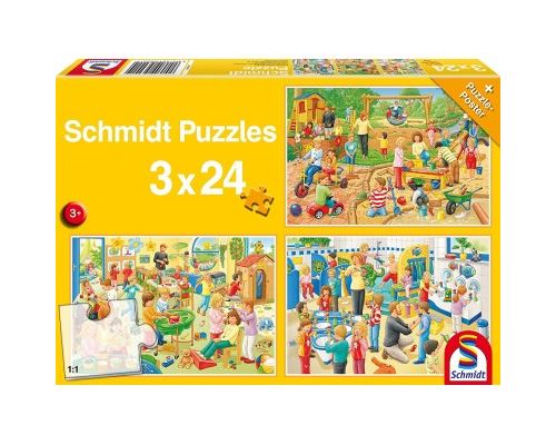 Puzzle 24 Pièces : 3 Puzzles - Journée des Enfants, Schmidt Spiele