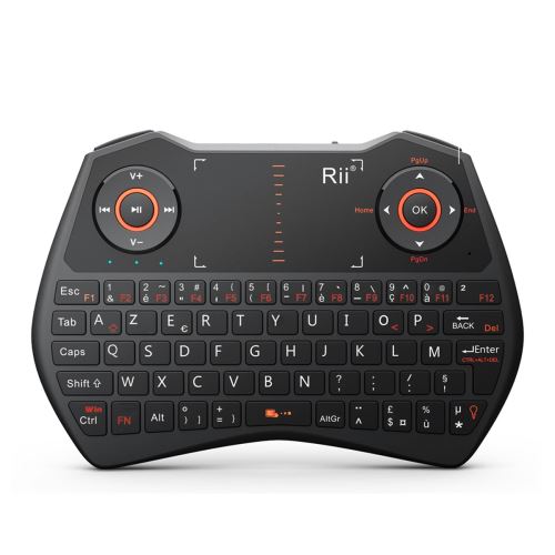 Rii Mini i28C ONE Wireless (AZERTY) - Mini Clavier Français sans Fil avec Souris Touchpad Rétro-éclairé