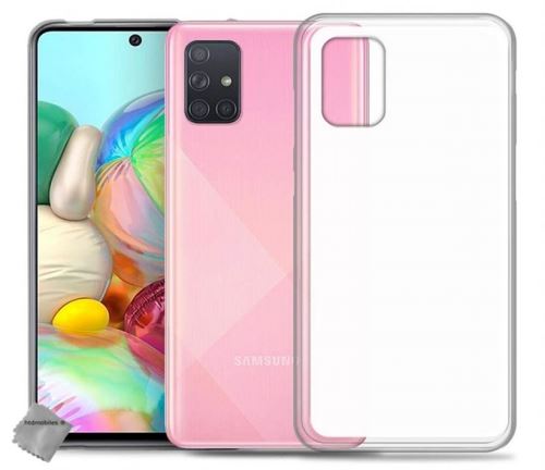 Coque silicone gel fine pour Samsung Galaxy A71 avec verre trempe - BLANC TRANSPARENT