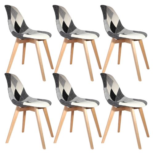 MOZAIK - Lot de 6 Chaises Scandinaves Noires et Blanches