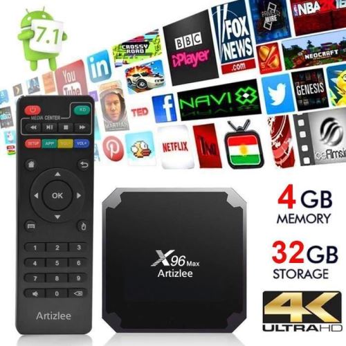 0€01 sur TV Box, 4Go 32Go - ARTIZLEE® Smart Box TV X96 Max Décodeur  Multimédia Android 7.1 4GB+32GB WIFI Amlogic S905W Quad Core Boîtier TV -  SSD externes - Achat & prix