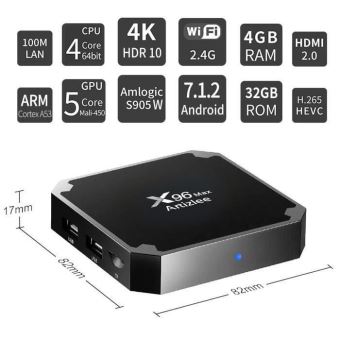 0€01 sur TV Box, 4Go 32Go - ARTIZLEE® Smart Box TV X96 Max Décodeur  Multimédia Android 7.1 4GB+32GB WIFI Amlogic S905W Quad Core Boîtier TV -  SSD externes - Achat & prix