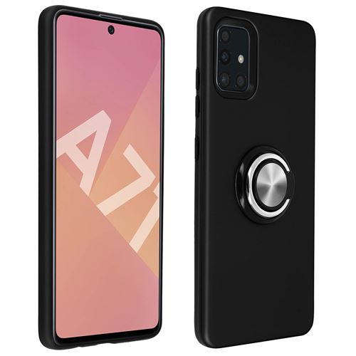 Avizar Coque Pour Galaxy A71 Antichoc Bague Maintien Support Vidéo Bords Surélevés Noir