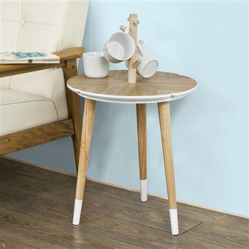 Table café Design avec support à Tasses Table d’appoint Ronde - 3 pieds - FBT38-WN FBT38-WN SoBuy®