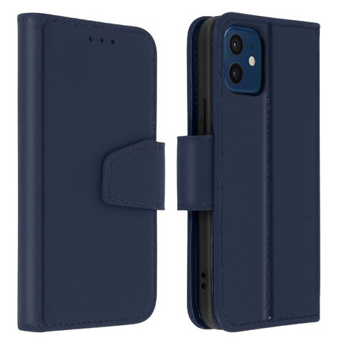 Avizar Housse Pour iPhone 12 / 12 Pro Cuir Porte-carte Fonction Support Premium Bleu Nuit