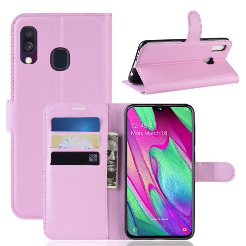 Etui en PU avec 3 emplacements pour cartes rose pour Samsung Galaxy A40