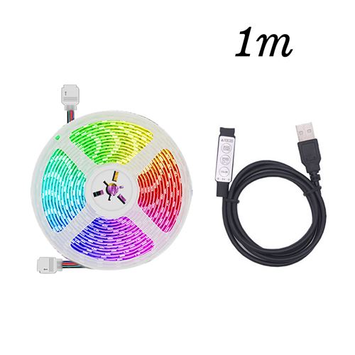 Bande lumineuse LED avec lumière multicolore USB 5050 RGB flexible 1M（Contrôleur 3 touches） Blanc K64