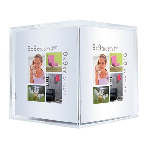 Cadre photo cube cristal Bea 9x9 cm, Plexiglas - marque française