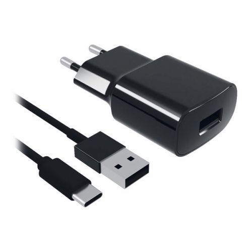 Chargeur Mural + Câble USB C 2A Noir
