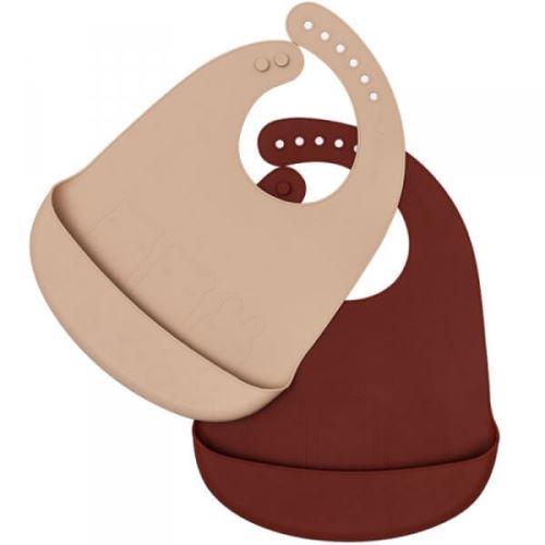 Lot de 2 bavoirs en silicone rouille & beige - we might be tiny