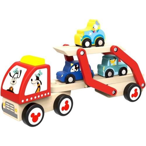 Disney transporteur de voitures Mickey Mouse junior 28 cm bois 5 pièces