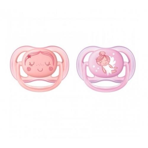 Lot de 2 sucettes ultra aérées tendance 0/6 mois fillette - philips avent