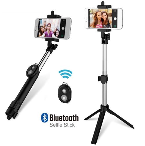 Générique Noir Perche Selfie Avec Trepied Pour Honor 9 Smartphone Bluetooth Sans Fil Selfie Stick Android Ios Reglable Telecommande Photo (Noir)
