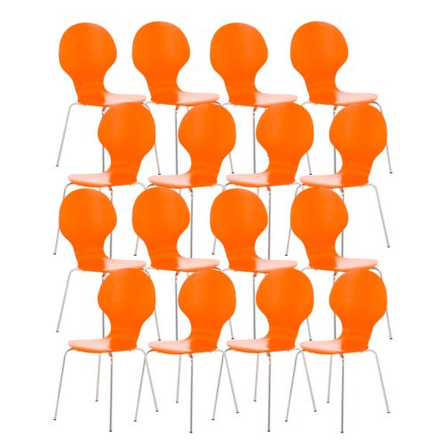 Lot de 16 chaises empilables en bois Diego , Orange