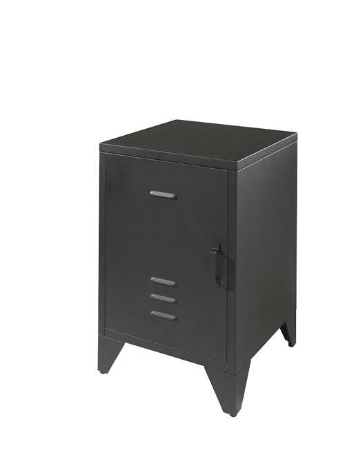 Vipack Table de chevet avec porte Bronxx Métal Noir mat