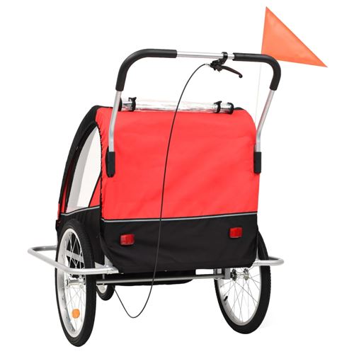 vidaXL Fietskar voor kinderen en wandelwagen 2-in-1 zwart en rood - Kinderfietszitje bij Fnac.be