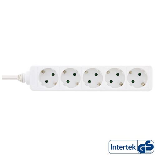 Bande d'alimentation InLine® type F allemande 5 ports + verrou de sécurité pour enfant blanc, 1,5 m