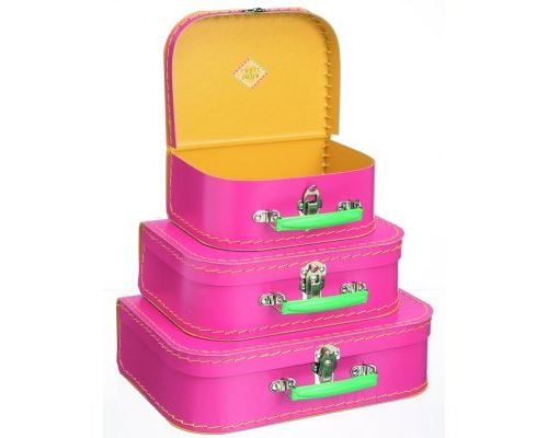 Valise en carton rose grand modèle petit jour paris