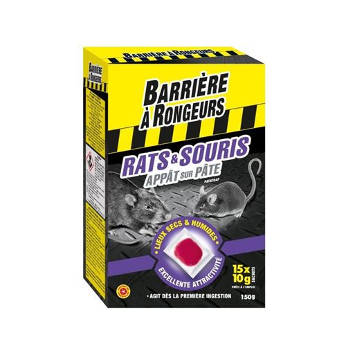 BARRIERE A RONGEURS - Rats souris appât sur pâte 150g