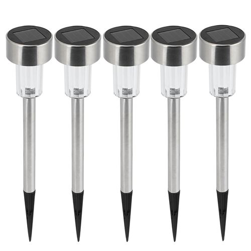 Lumières de Voie Solaires Colorées de Paysage LED Étanche Acier Inoxydable pour Jardin 5Pcs