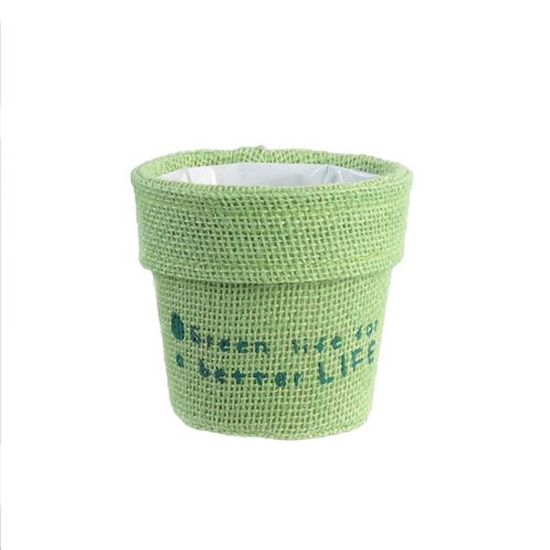 Cache pot en jute plastifié Little Garden - Diam. 13 cm - Vert clair