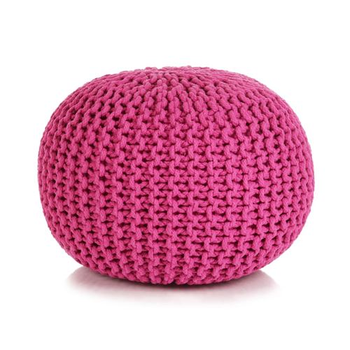 vidaXL Poef handgebreid 50x35 cm katoen roze