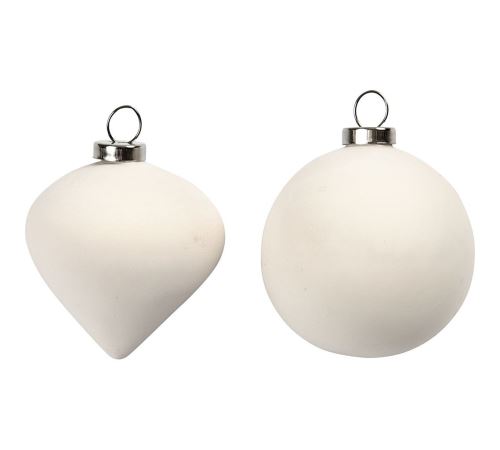 Set de boules à suspendre en terre cuite blanche - 6 cm - 12 pcs
