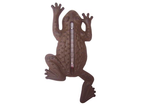 Thermomètre de jardin grenouille en fonte