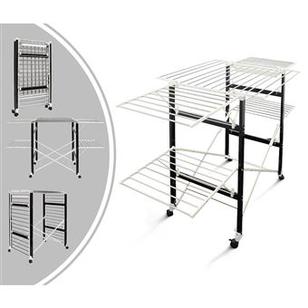 Etendoir à linge pliant, etendage à linge pliable, 174 x 105 x 84 cm, noirblanc, matériau: plastique abs, acier inoxydable Etendoir à linge pliant, etendage à linge pliable, 174 x 105 x 84 cm, noirblanc, matériau: plastique abs, acier inoxydable