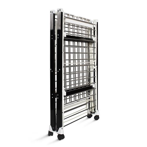 Etendoir à linge pliant, etendage à linge pliable, 174 x 105 x 84 cm, noirblanc, matériau: plastique abs, acier inoxydable Etendoir à linge pliant, etendage à linge pliable, 174 x 105 x 84 cm, noirblanc, matériau: plastique abs, acier inoxydable