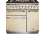 Falcon Elise 90 - Cuisinière (four à deux étages) - pose libre - largeur : 90 cm - profondeur : 62.1 cm - hauteur : 91 cm - avec système auto-nettoyant - classe A - crème