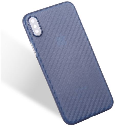 iPhone X Coque Protection TPU Bleu Effet Carbone ALS48274