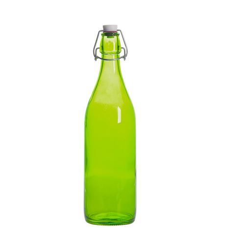 Bouteille à limonade avec son bouchon mécanique 1 l vert - Bormioli - Vert - Verre