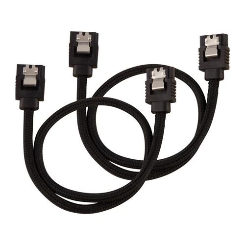 corsair corsair premium sleeved sata-kabel 30cm - schwarz noir