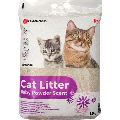 Litière pour chat senteur poudre de Bébé donc au talc. :) poids 15 kg. - Flamingo Pet Products - FL-501044