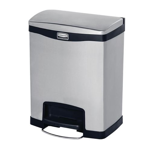 Poubelle à pédale frontale inox slim jim step-on rubbermaid 30l