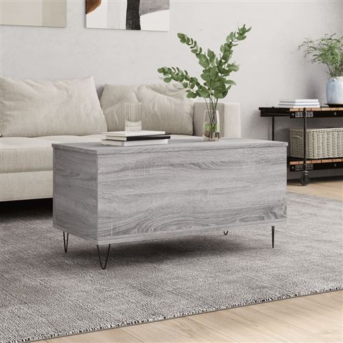 vidaXL - Table basse - 90 x 44,5 x 45 cm - Gris - Image 2