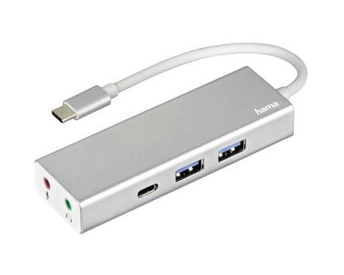 Hama USB 3.1 Type-C-hub 1: 3 en aluminium 2x USB-A USB-C audio 3,5 mm Bus-pow.