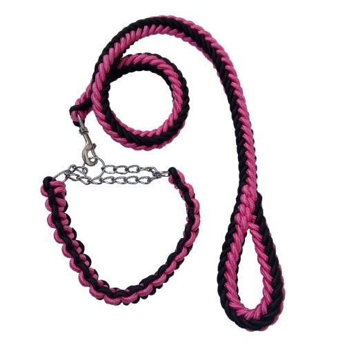 Comparer les prix de Laisse durable bicolor pour chien - Noir&Rose (Taille: S)