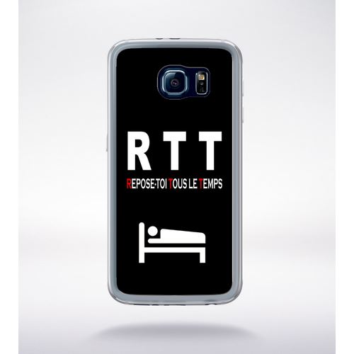 Coque Rtt Slogan Fond Noir Compatible Samsung Galaxy S6 Transparent